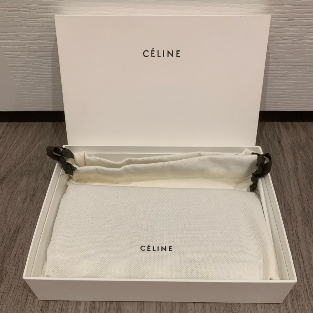 Celine | Large Zipped Multifunction Wallet In Calfskin | Black and Citron - Picture 2 of 16